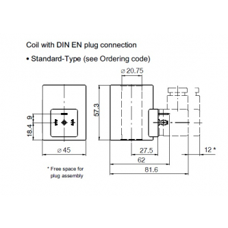 Bucher coil 12VDC 30W fi20.75 h=57.3mm